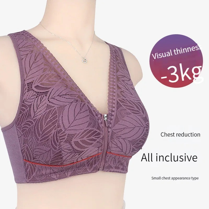 S-6XL Sportyoga beha katoenen cups rits aan de voorkant ondergoed ademend dames geen stalen ring tanktop kant grote maat beha