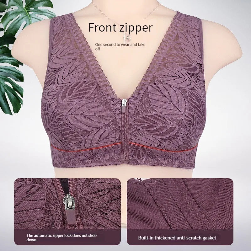 S-6XL Sportyoga beha katoenen cups rits aan de voorkant ondergoed ademend dames geen stalen ring tanktop kant grote maat beha