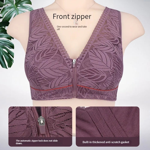S-6XL Sportyoga beha katoenen cups rits aan de voorkant ondergoed ademend dames geen stalen ring tanktop kant grote maat beha