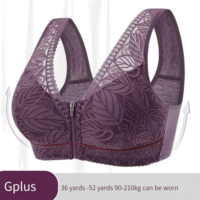S-6XL Sportyoga beha katoenen cups rits aan de voorkant ondergoed ademend dames geen stalen ring tanktop kant grote maat beha
