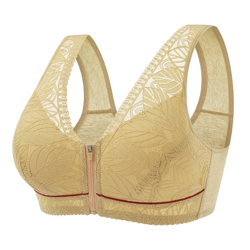 S-6XL Sportyoga beha katoenen cups rits aan de voorkant ondergoed ademend dames geen stalen ring tanktop kant grote maat beha