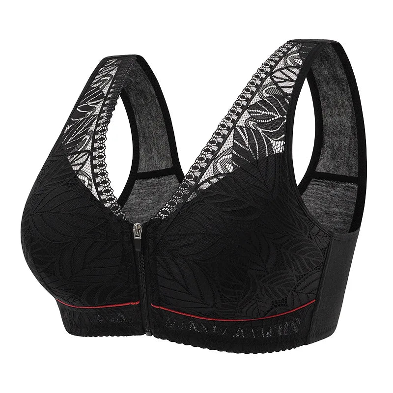 S-6XL Sportyoga beha katoenen cups rits aan de voorkant ondergoed ademend dames geen stalen ring tanktop kant grote maat beha